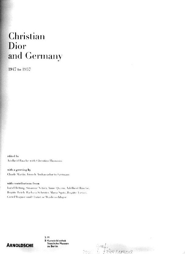 Christian Dior and Germany 1947 to 1957 | Wrocław University Library